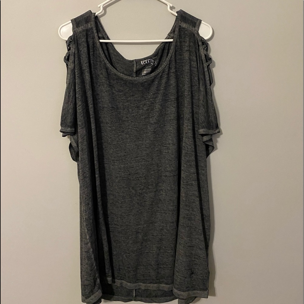 Gray Shoulder Strappy Tee